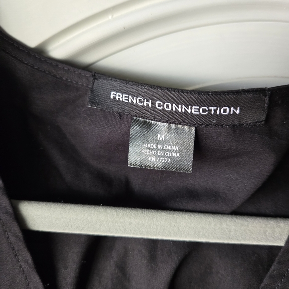 French Connection Black Puff Sleeve Maxi Dress Women’s Medium V-Neck  Minimalist - Picture 6 of 7